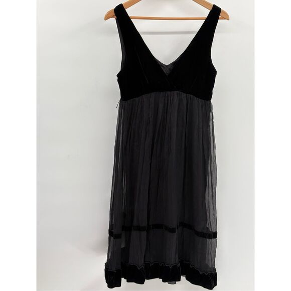 Ruth Dress Silk Women 6 Black‎ Velvet Whimsy Goth Fairy Witchy Sheer Skirt Tank - Picture 1 of 12